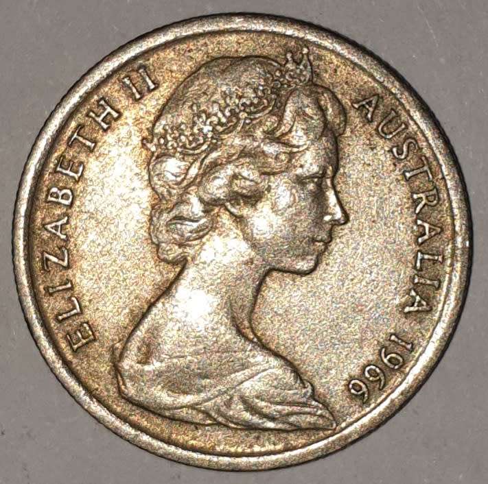 1966 - FIVE CENT - 5 CENT - AUSTRALIA - COPPER-NICKEL - KM# 64 - ECHIDNA